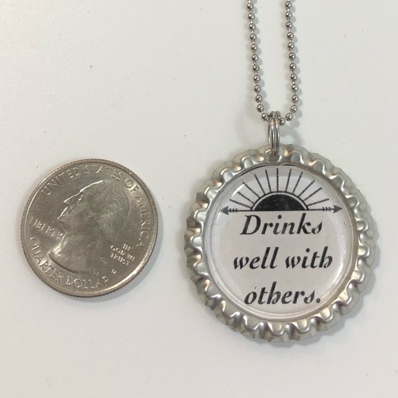 🌺3/$25 Bottle Cap Necklace Drinks Well Others NWT - Picture 2 of 5